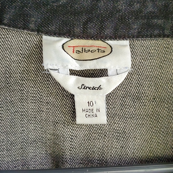 SIZE 10 TALBOTS BLACK WASHED OUT JEAN JACKET - Picture 3 of 9